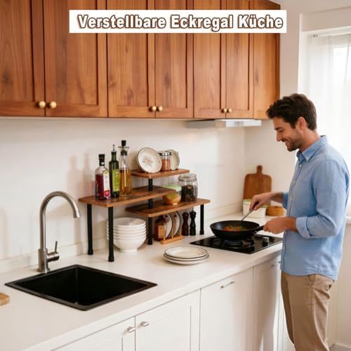 Keukenorganizer Keukenschap Klein: Hoekrek Keuken Werkblad Tafelrek Verstelbaar Kruidenrek Staand Keukenorganizer Rek voor Eetkamer