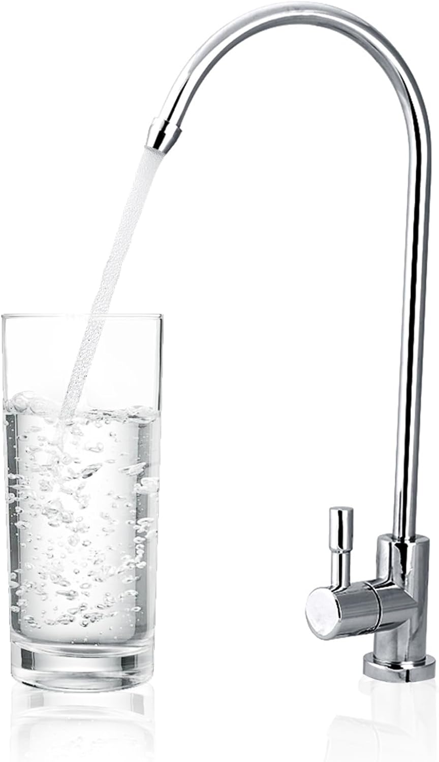 Kraan, 1/4 inch roestvrijstalen keukenkranen, keukenkranen, chroom omgekeerde osmose drinkwaterfilter