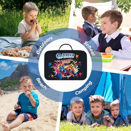 3D-geïsoleerde lunchtas voor kinderen, kleine koeltas met vrachtwagenmotief voor jongens, waterdichte lunchtas voor picknick, school, gamecontroller