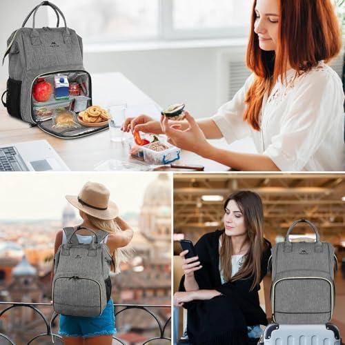 Laptop-lunchrugzak, 17-inch picknickrugzak voor dames en heren met geïsoleerd koelvak, waterdichte lunchkoeltas voor heren, zakelijk, Wor