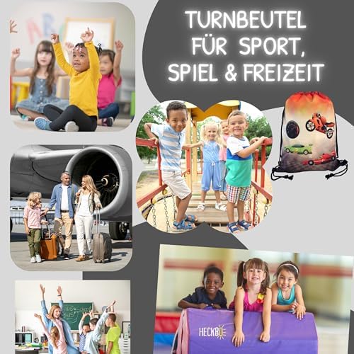 Kindersporttas raceauto – 40 x 32 cm – sportkleding waterfles – kleuterschool, school, stoffen tas kinderdagverblijf – rugzak, tas, sportrugzak, sporttas B
