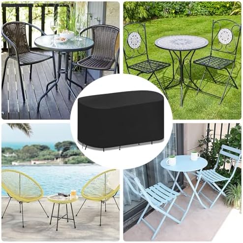 Grote bistroset voor buiten, waterdicht, UV-bestendig, 420D Oxford-stof, 124 B x 63 D x 80 H cm, zwart