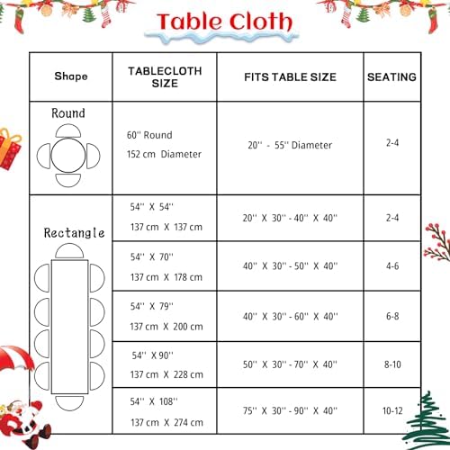 Kersttafelkleed, waterafstotend, wasbaar, sneeuwvlokken, vlekbestendig, voor keuken, eetkamer, kerstversiering, tafellinnen, C