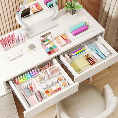 Lade-inzetstuk, lade-organizer, 25-delige make-uptafel-organizer in 4 maten, lade-organizer, make-up-organizer, lade-organizersysteem voor het bureau,