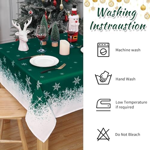 Kersttafelkleed, waterafstotend, wasbaar, sneeuwvlokken, vlekbestendig, voor keuken, eetkamer, kerstversiering, tafellinnen, C