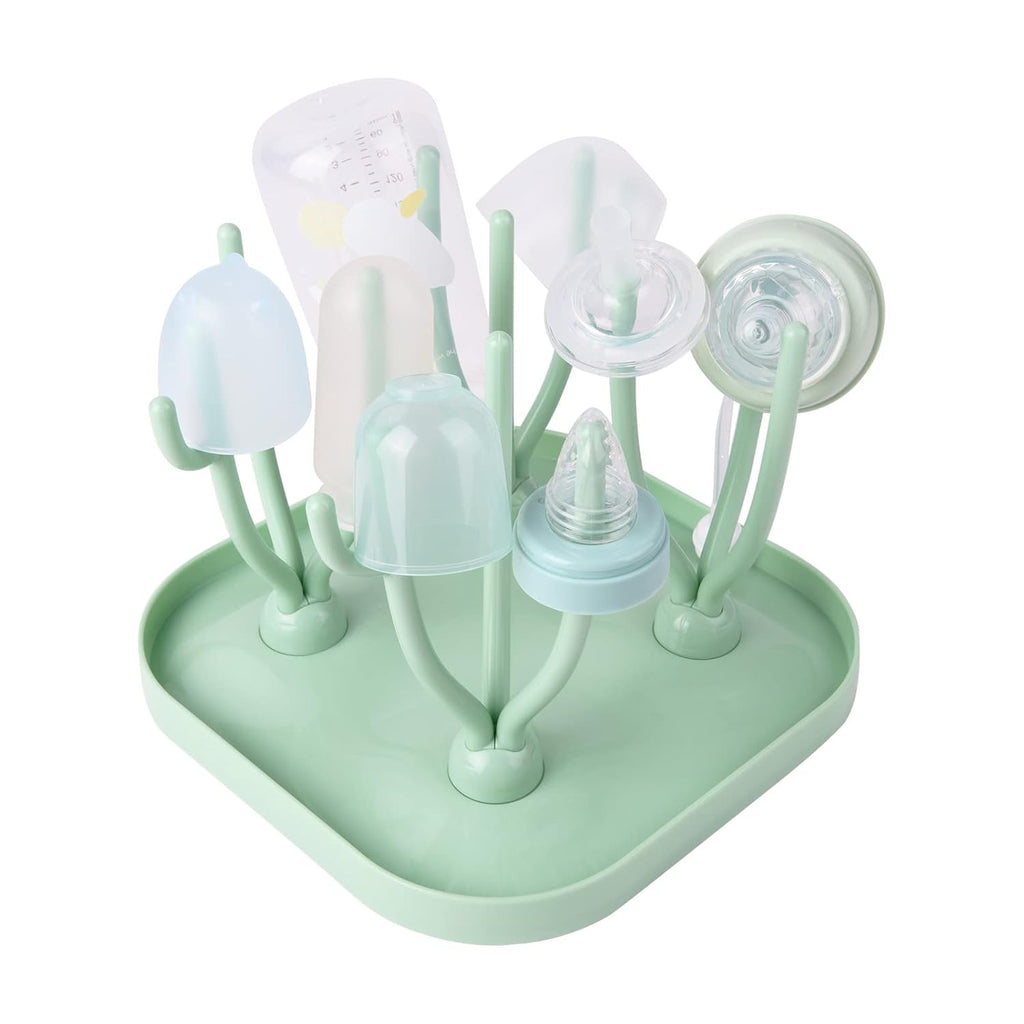 Babyflesdroogrek met lekbak – BPA-vrije accessoires voor het drogen van babyflessen – Groen