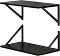 Wandplank 2-delige set, boekenplank voor aan de muur met metalen beugels, houten wandplank, zwevende plank, wandplank, voor woonkamer, keuken, slaapkamer, kantoor, badkamer