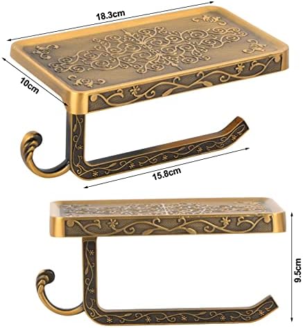Toiletrolhouder met opbergvak, toiletrolhouder om in te boren, wandbevestiging, toiletrolhouder in antieke en vintage stijl voor de badkamer