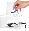 Acryl donatiebox met slot en plaatdrager, transparante stembus, gleuf, kunststof suggestiebox, transparante stembus voor het uitbrengen/verzamelen van stemmen,