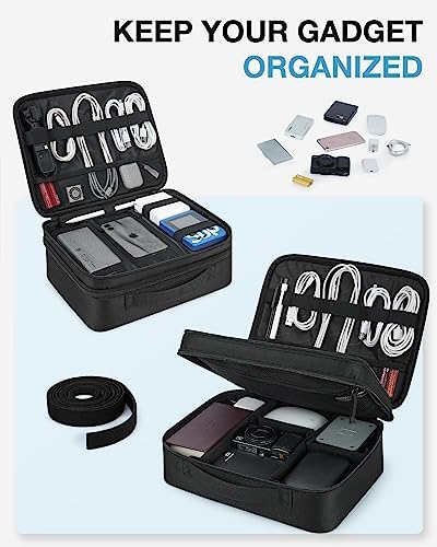 Kabelzak, dubbelwandige elektronische organizer-reistas voor kabels, opladers, iPad, iPad Air, tablets tot 10,5 inch, adapters, muis, SD-kaart