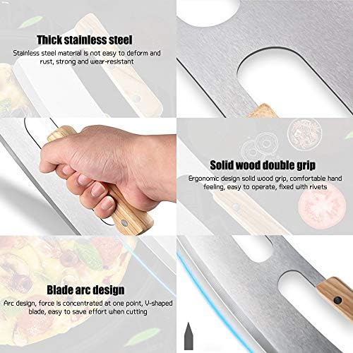 Pizzames, pizzasnijder, roestvrij staal 35 cm met houten handvat, beschermhoes, snel en gelijkmatig snijden, professioneel pizzames