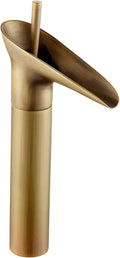 Badkamerkraan, antiek messing, hoge wastafelkraan, retro, eengreeps waterval-wastafelkranen, mengkraan, badkamerkraan, koud en warm water, messing voor de badkamer, 3/8 inch
