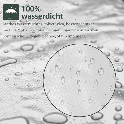 Rotan meubelhoezen rond, terrastafelhoes, waterdicht, winddicht, UV-bestendig, ronde tuinmeubelhoezen voor terrastafel en stoelen, extra groot, 2