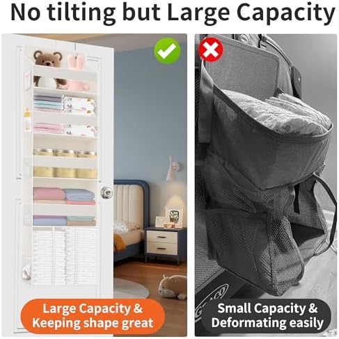 Deurorganizer om op te hangen met 5 vakken, 1 ruime bak en 10 zijvakken, luiertasorganizer voor de babykamer, ophangbare opbergruimte voor de deur