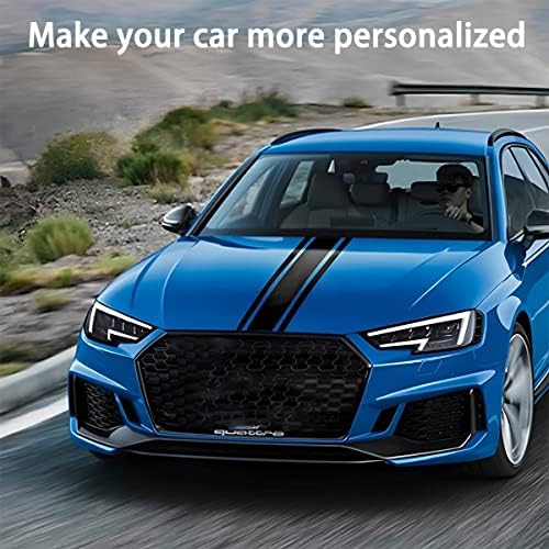 Set van 5 streepstickers voor motorkap, autostickers, zijstrepen, dakspoilerstickers, bumperstickers, carrosserie-aanpassingsdecoraties (zwart)