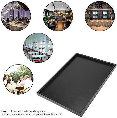 Zwart theeblad van massief hout, koffie, snacks, maaltijden, multifunctioneel serveerblad voor café, restaurant, hotel, thuis (40 x 30 cm)