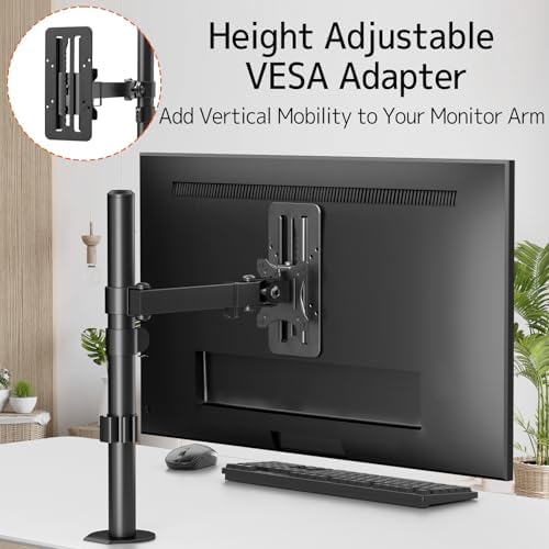 In hoogte verstelbare VESA-adapter voor 13- tot 27-inch monitoren, monitoraccessoire met 15 cm hoogteverstelling, compatibel met VESA 75 x 75/100 x 100 mm, l