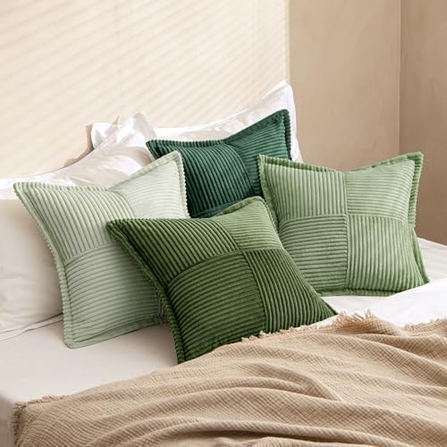 Set van 4 kerstkussenhoezen van corduroy, zachte decoratieve moderne hoezen voor bankkussens, sierkussens, voor in de woonkamer