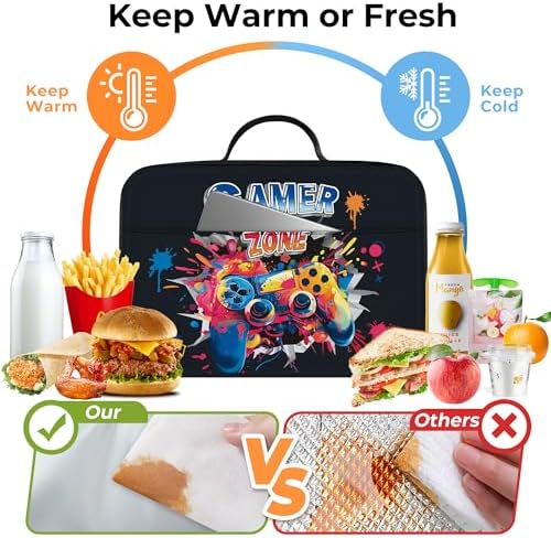 3D-geïsoleerde lunchtas voor kinderen, kleine koeltas met vrachtwagenmotief voor jongens, waterdichte lunchtas voor picknick, school, gamecontroller