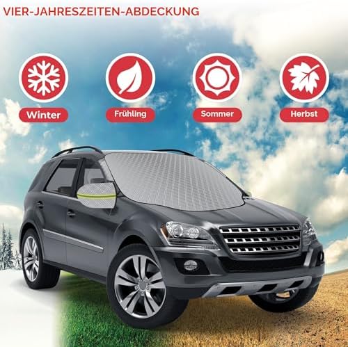 Autowindschermhoes winter – Magnetische windschermhoes groot – Opvouwbaar, extra dik en waterdicht – tegen vorst, ijs, sneeuw, zon – 153 x 127 cm