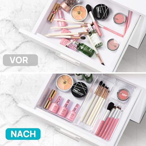 25-delige lade-organizer in 4 maten, make-up-organizersysteem, kaptafel-organizer, bruikbaar voor make-up, keuken, badkamer, kantoor, kleedkamer