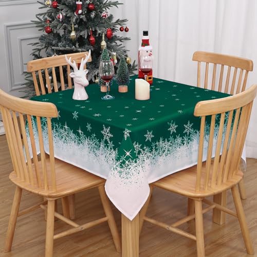 Kersttafelkleed, waterafstotend, wasbaar, sneeuwvlokken, vlekbestendig, voor keuken, eetkamer, kerstversiering, tafellinnen, C
