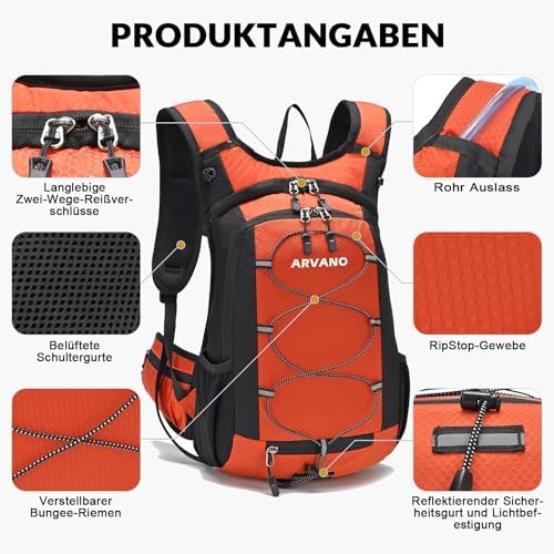 Fietsrugzak, lichte skirugzak, kleine wandelrugzak, MTB, fietsrugzak, 15 liter, multifunctionele hardlooprugzak voor dames en heren