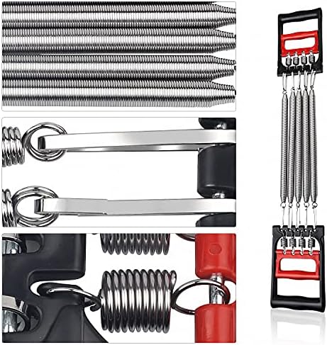 Borst-expander, verstelbaar, fitness-expander, borst-expander voor mannen en vrouwen, met 5 veer-spiertrainers, weerstandsband met afneembare stalen veren, voor borst-, arm- en krachttraining