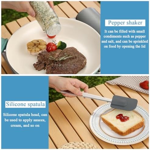 Camping-kookset, 15-delig, roestvrij staal, kampeeruitrusting, ideaal voor trektochten, barbecues, kamperen en wandelingen.