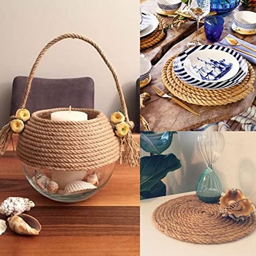 14 mm dik jute touw, 10 m tuin-hennep touw, bruin jute touw voor krabpaal, 14 mm rustiek decoratief hennep touw voor doe-het-zelf-projecten, ophangen en D