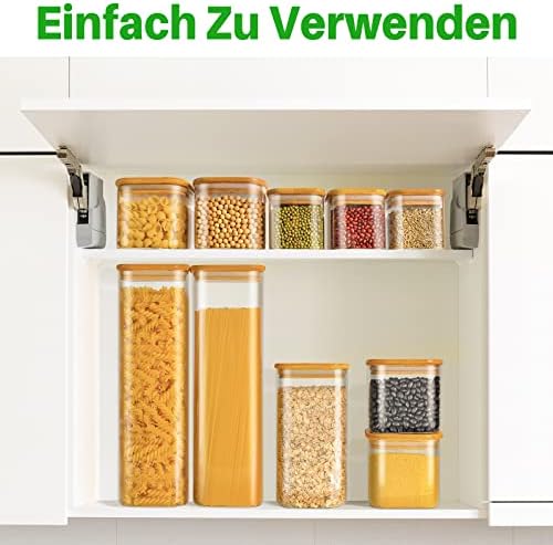 Glazen voorraadpotten met deksel, set van 10, vierkante voorraadpotten, 2500 ml/1500 ml/750 ml/350 ml, grote voorraadpotten, luchtdichte glazen potten, keuken