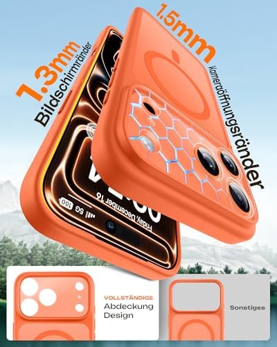 MagSafe, hoesje voor iPhone 17 Pro, volledige camerabescherming, geïntegreerde magneetring, schokbestendig, krasbestendig, mat, mobiele telefoonhoesje voor iPhone 17 Pro,