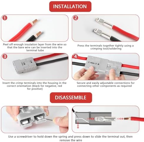 Anderson-stekker 50 A, accuaansluiting 50 A 600 V, snelstekker voor accu's, hoogstroomstekker voor auto's, caravans, boten, zonne-installaties,
