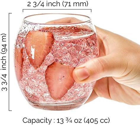 Premium drinkglazen, set van 6, whiskyglazen, 410 ml, 100% loodvrij, dessertglazen, whiskyglazen, sapglazen, bekerglazen, bekerglazen