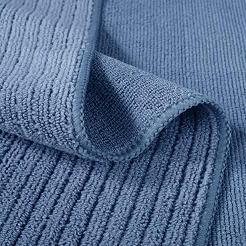 Premium microvezel keukendoek – geribbeld badstof – Blauw/Grijs/Turkoois – 40 x 70 cm – 12-pack