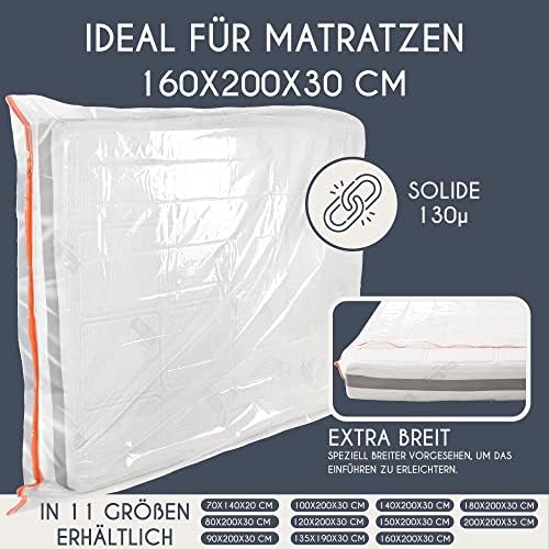 Matrashoes van kunststof 160 x 200 cm (dikte 30 cm) – Opbergtas voor matrassen – Bescherming voor uw matras tijdens opslag en transport