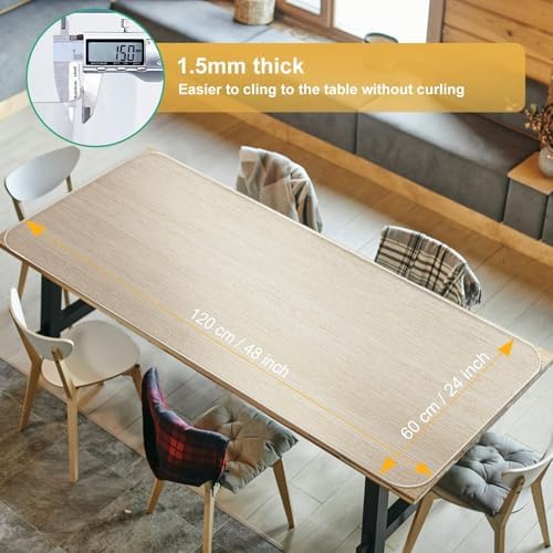 Bureaumat, transparant, groot, 120 x 60 cm, bureaumat, helder, doorzichtige bureaumat, onderlegger, tafelbescherming, antislip, ronde r
