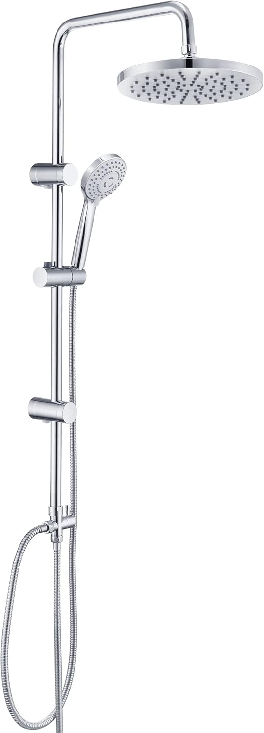 Roestvrijstalen douchesysteem zonder kraan, regendouche-set, waterbesparend met hoofddouche ABS 20 cm chroom