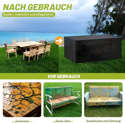 Tuinmeubelhoes, waterdicht, zeil voor tuinmeubelen, winterbestendig, 420D-beschermhoes voor tuintafel, tuinmeubelen, tafel, rechthoekig