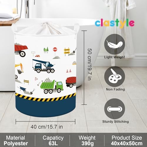 Waskorf voor kinderen, met handvat, opvouwbaar, kleding, speelgoed, opbergmand, opbergbox voor babykamer, badkamer, blauw voertuig, 40 x 50 cm