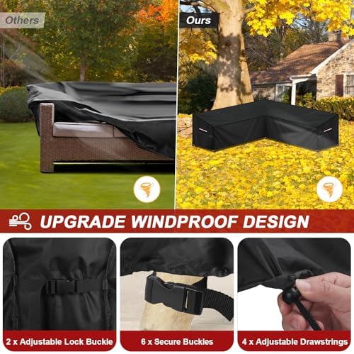 Tuinbankhoes, L-vorm, afdekzeil, tuinmeubelen, waterdicht, hoekbank, hoes voor loungeset, beschermhoes, loungebank, beschermhoes voor loungemeubelen