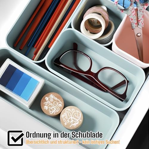 1x lade-organizer-set opbergdoos uit één stuk, verstelbaar scheidingssysteem, opbergruimte voor spullen, woonkamer/badkamer, kunststof, antraciet