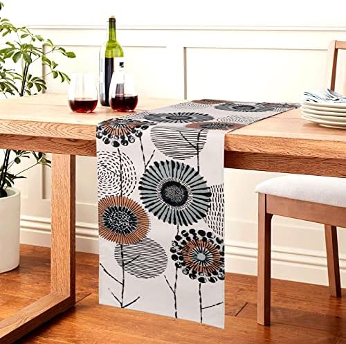 Bloemen-tafelloper, wasbare tafeldecoratie, 32 x 180 cm, lente- en zomer-tafelloper, moderne decoratieve tafeldecoratie voor eetkamer en keuken