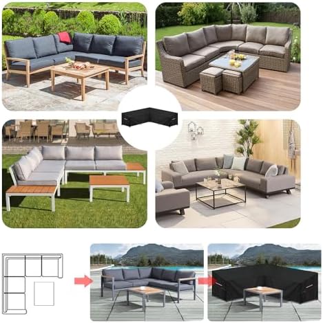 Tuinbankhoes, L-vorm, afdekzeil, tuinmeubelen, waterdicht, hoekbank, hoes voor loungeset, beschermhoes, loungebank, beschermhoes voor loungemeubelen
