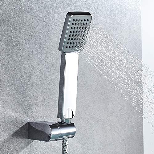 Vierkante douchekop, waterbesparende handdouche in modern design, premium douchekop in chroom met antikalk-sproeiers, universeel 1/2 inch, eenvoudig