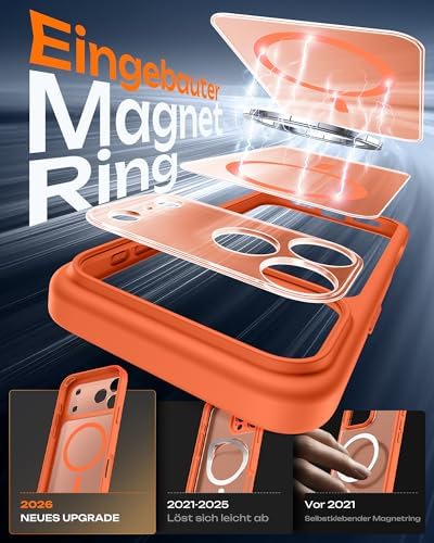 MagSafe, hoesje voor iPhone 17 Pro, volledige camerabescherming, geïntegreerde magneetring, schokbestendig, krasbestendig, mat, mobiele telefoonhoesje voor iPhone 17 Pro,