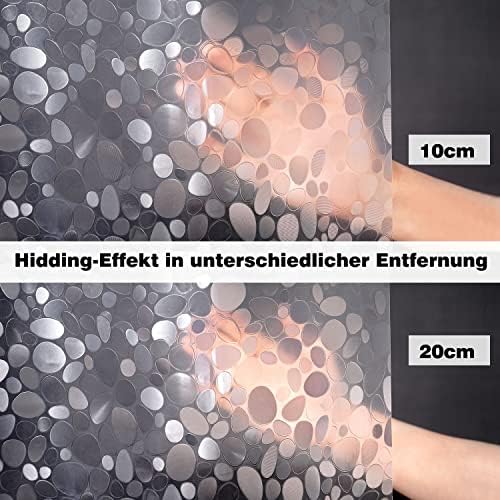 Schimmelwerend douchegordijn 180 x 200 cm met 3 sterkere magneten aan de onderkant, transparant met 3D-kiezelpatroon, waterdicht EVA-kunststof douchegordijn voor
