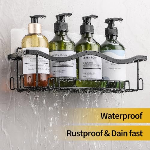 Doucheplank zonder boren, set van 3, roestvrijstalen doucheorganizer, shampoohouder voor de douche, zwart