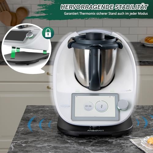 Glijplank voor Thermomix TM6/TM5, plank voor Thermomix met wieltjes, soepel glijdende bamboe-rolplank/glijplank – Zwart