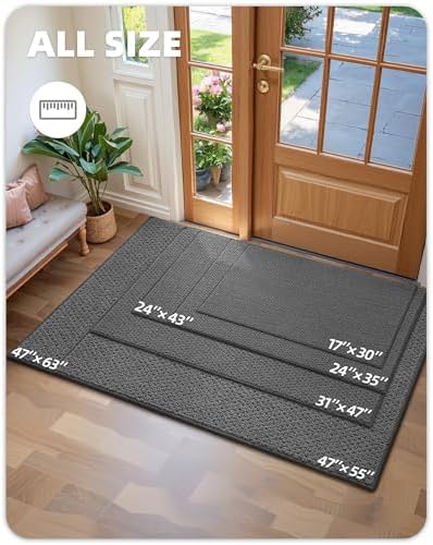 Vloermat voor binnen en buiten, 60 x 110 cm, antislip vuilvangmat, wasbare & absorberende vloermat, entreemat, deurmat, vloermat voor de entree, voordeur